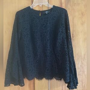 Black lacy top with long bell sleeve